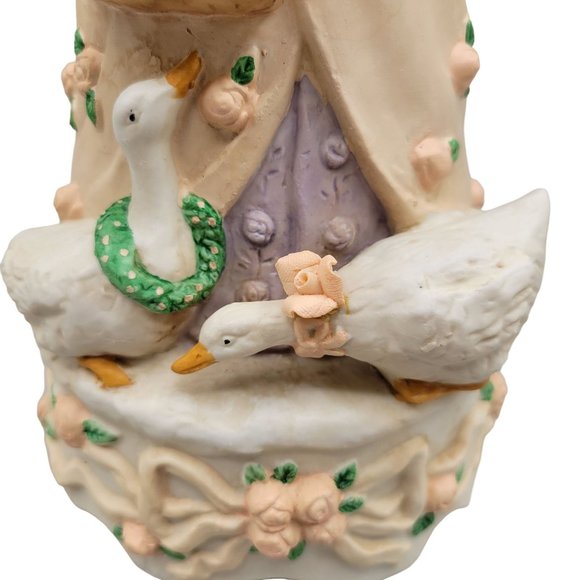 Victorian Santa Musical Porcelain Bisque Santa Claus Geese Roses Bells - Picture 7 of 11